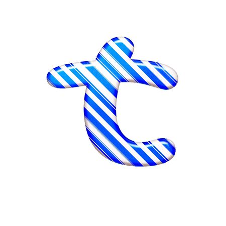 The letter T of caramel color is blue, isolated on white backgroundの写真素材