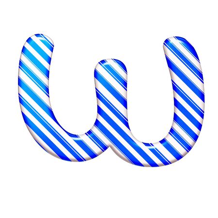 The letter W of caramel color is blue, isolated on white backgroundの写真素材