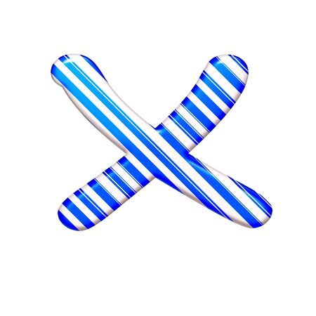 The letter X of caramel color is blue, isolated on white backgroundの写真素材