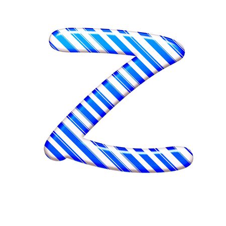 The letter Z of caramel color is blue, isolated on white backgroundの写真素材