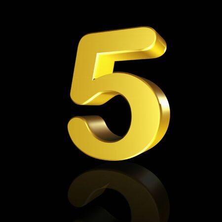 The number five with the effect of 3D isolated on black backgroundの写真素材