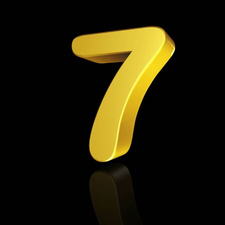 The number seven with the effect of 3D isolated on black backgroundの写真素材