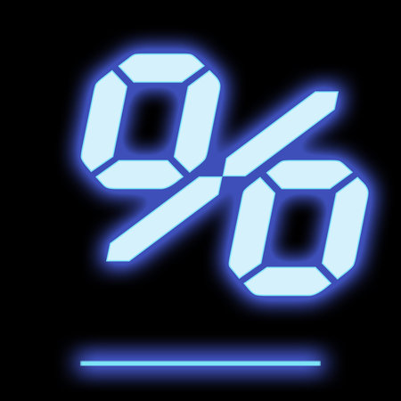 LED a percent sign blue color isolated on black backgroundの写真素材