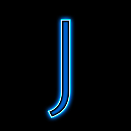 Neon letter J blue on a black backgroundの写真素材