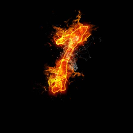 Number one fire on a black background.の写真素材