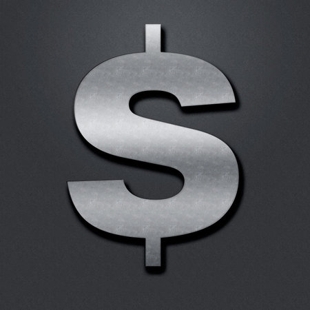 Shabby metal dollar sign. Old metal dollar signの写真素材