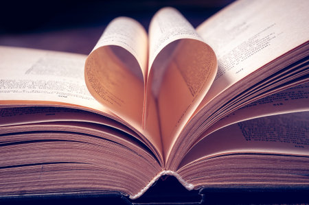 Heart book page - vintage effect style pictures.の写真素材