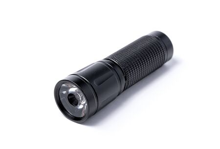 Close up shot flashlight on isolate white background.の写真素材