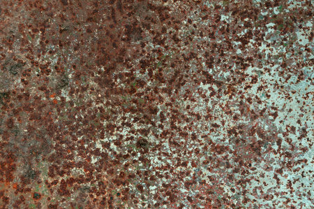Steel walkway mats sprayed red rust. Iron surface rust