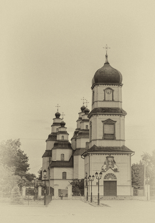Grunge picture of the Orthodox old templeの写真素材