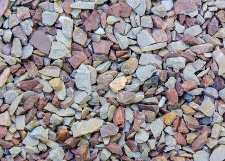 Fine natural stone mulch for landscaping texture backgroundの写真素材