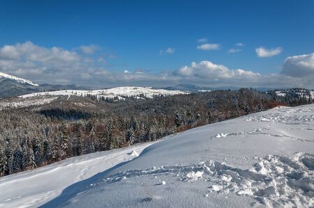 Winter ski resort in The Ukrainian Carpathian mountains, Bukovel.の写真素材