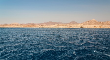 Sinai mountains and picturesque landscapes of the red sea in Egypt. Boat trip on the red sea.の写真素材