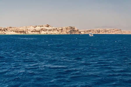 Sinai mountains and picturesque landscapes of the red sea in Egypt. Boat trip on the red sea.の写真素材