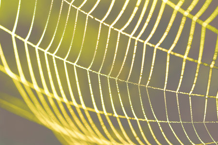 morning dew on a spider webの写真素材