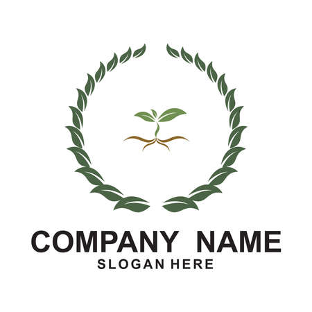 Agriculture Logo Template. Rice plants, and Wheat plants logo design.のイラスト素材