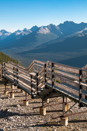 This boardwalk is on the sumit of Sulphur Mountain in Banff, Alberta.の写真素材
