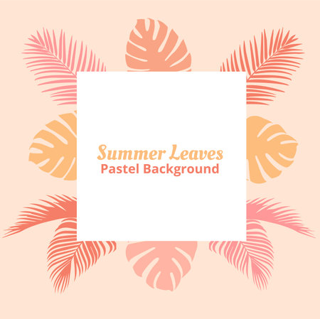 Summer Leaves Tropical Floral Pastel Background. Social Media Post Template Vector Illustrationのイラスト素材