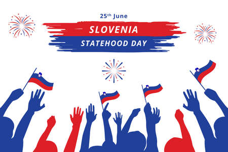 Slovenia Statehood Day Greeting Card. Slovenian memorial holiday 25th of June Vector Illustrationのイラスト素材
