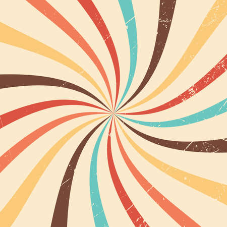 Vintage Twist Sunray Texture Background. Summer Retro Sunburst Vector Illustrationのイラスト素材