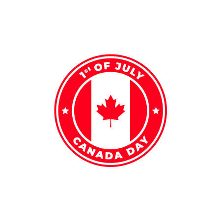 Canada Day 1st of July Logo Badge for Label, Sign, Symbol, Stamp, Emblem, and Banner Template. Vector Illustrationのイラスト素材