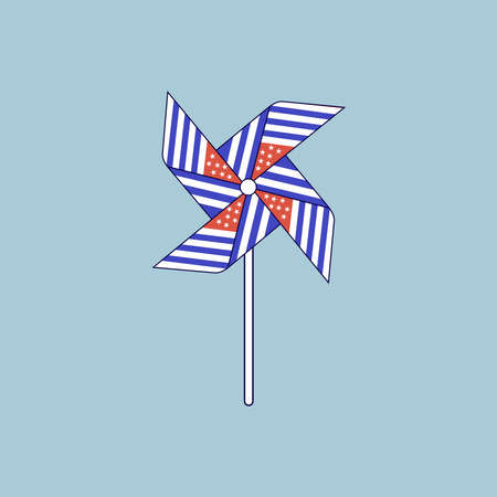 Pinwheel with American flag for 4 July Indpendence Day. Vector Illustrationのイラスト素材
