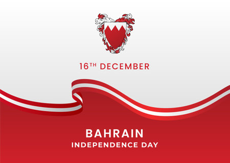 Bahrain National Day Background with symbol and flag ribbon vector illustrationのイラスト素材