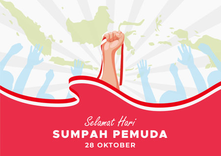 Selamat Hari Sumpah pemuda 28 Oktober Background Celebration Indonesia Youth Congressのイラスト素材