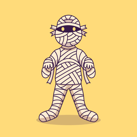 Cute Mummy Character Halloween Costume Vector Illustrationのイラスト素材