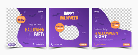 Happy Halloween Banner Social Media Post Template Vector Illustrationのイラスト素材