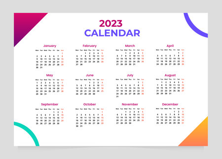 2023 new year calendar template in modern style vector illustrationのイラスト素材