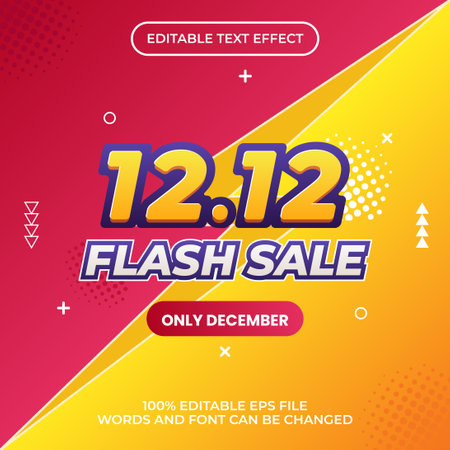 Flash sale 12.12 banner or poster promotion background template Vector Illustrationのイラスト素材