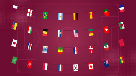 Set of different garlands with flags of all participating countries world football championshipのイラスト素材