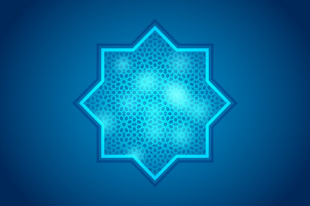 Blue Background Geometric Islamic pattern vector illustration. Design for Ramadan Mubarak, Eid Fitr, Eid Adha, and Ornament Decorationのイラスト素材