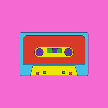 90s Nostalgia of cassette tape music retro vintage illustrationのイラスト素材