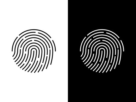 finger print fingerprint lock secure security logo vector icon illustration.のイラスト素材