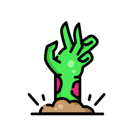 Zombie Hand Icon Vector Illustration Isolated White for Halloween Element Design, Sticker, Decorationのイラスト素材