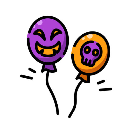 Ballons Icon Vector Illustration Isolated White for Halloween Element Design, Sticker, Decorationのイラスト素材
