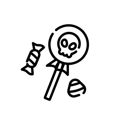 Candy Halloween line icon. linear style sign for mobile concept and web design. Bat animal outline vector icon. Symbol, logo illustration. Vector graphicsのイラスト素材