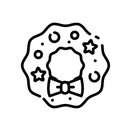 Vector Christmas wreath icon in trendy linear style isolated on white backgroundのイラスト素材