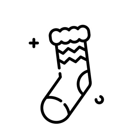 Sock Icon Outline Style Vector Illustration. Element for Winter and Christmas Design. Suitable for Mobile and Web Designのイラスト素材