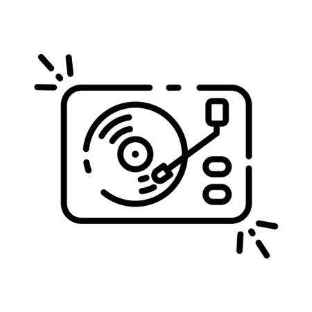 Turntable line icon for web, mobile and infographics. Vector white icon isolated on white background.のイラスト素材