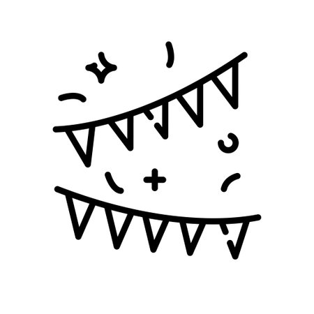 Garland Bunting Flag Line Icon Vector Illustrationのイラスト素材