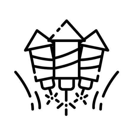 Firework Sparkler Line Style Icon Vector Illustrationのイラスト素材