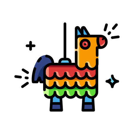 Pinata Donkey toy color icon vector illustrationのイラスト素材