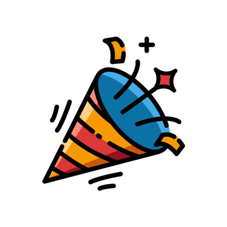 Party Popper Confetti Icon Color Vector Illustrationのイラスト素材
