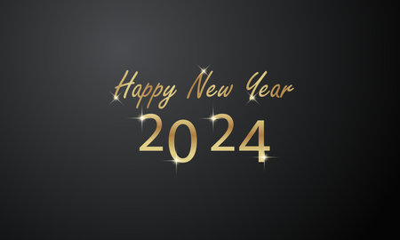 2024 Happy New Year Background Design. Golden Text for Greeting Card, Banner, Poster. Vector Illustration.のイラスト素材