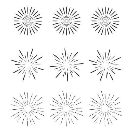 Set of firework line icons. Happy New Year firework vector illustrationのイラスト素材