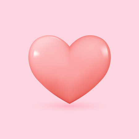 3D Heart Icon Symbol Love Vector Illustration isolated on light pink background. Suitable for Valentine's Day and Mother's Day decoration.のイラスト素材