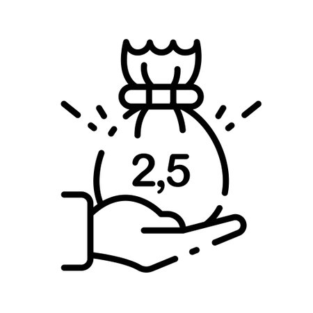 Zakat Icon Islamic Charity Donation with percentage in black and white line art styleのイラスト素材